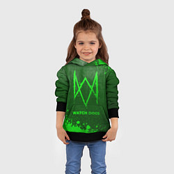 Толстовка-худи детская Watch Dogs - green gradient, цвет: 3D-черный — фото 2