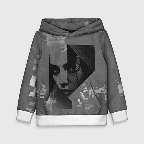 Детская толстовка Девушка на фоне гличей / 3D-Белый – фото 1