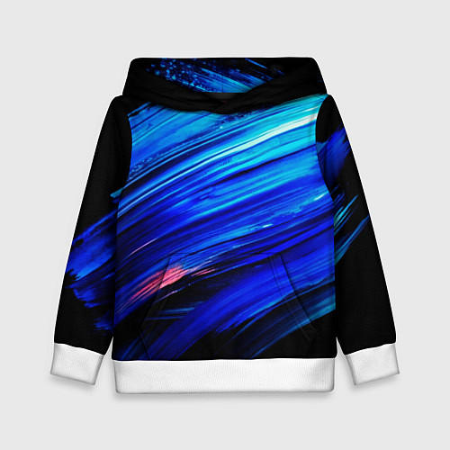 Детская толстовка Синии кисти краски на черном / 3D-Белый – фото 1