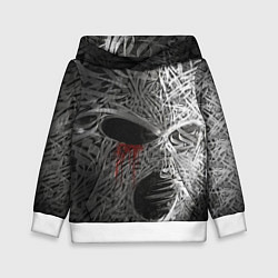 Толстовка-худи детская Маска каллиграфия, цвет: 3D-белый