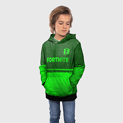 Толстовка-худи детская Fortnite - green gradient посередине, цвет: 3D-черный — фото 2