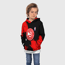 Толстовка-худи детская Atlanta Hawks black and red, цвет: 3D-белый — фото 2