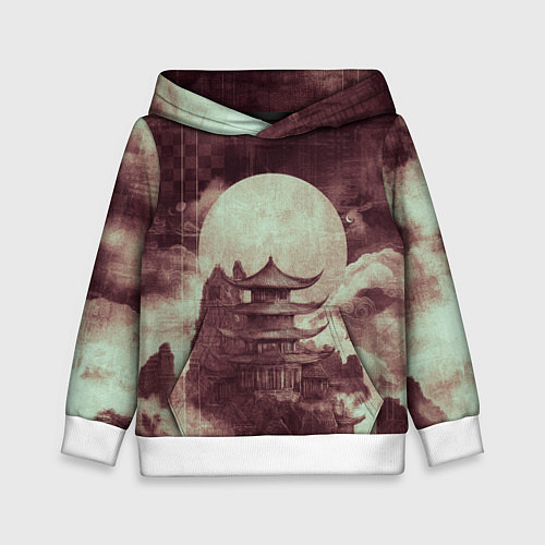 Детская толстовка Японская башня в горах / 3D-Белый – фото 1
