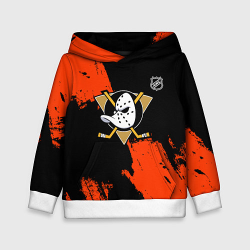 Детская толстовка Анахайм Дакс - оранжевая краска / 3D-Белый – фото 1