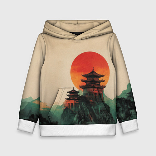 Детская толстовка Храм в горах / 3D-Белый – фото 1
