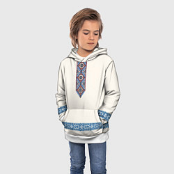 Толстовка-худи детская Обережник - вышиванка, цвет: 3D-белый — фото 2