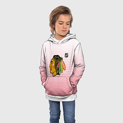 Толстовка-худи детская Чикаго Блэкхокс - красные треугольники с градиенто, цвет: 3D-белый — фото 2