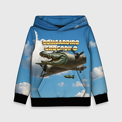 Толстовка-худи детская Bombardino Crocodillo мем, цвет: 3D-черный