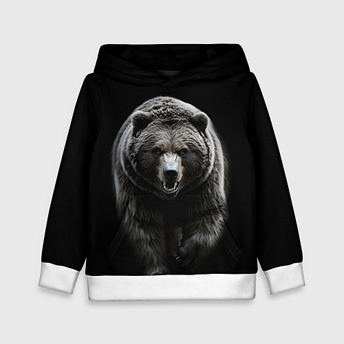 Детская толстовка Грозный медведь с знаком лапа медведя / 3D-Белый – фото 1