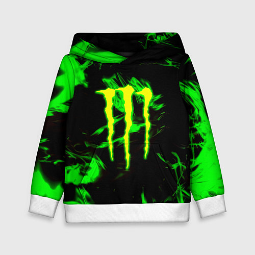 Детская толстовка Monster energy кислотное лого огонь / 3D-Белый – фото 1