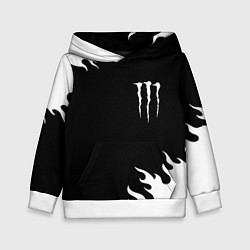 Толстовка-худи детская Monster energy белый огонь, цвет: 3D-белый