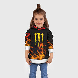 Толстовка-худи детская Monster energy orange fire, цвет: 3D-белый — фото 2