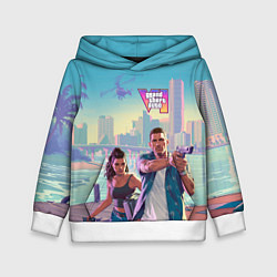Толстовка-худи детская Лусия Каминос и Джейсон Дюваль из Gta 6, цвет: 3D-белый