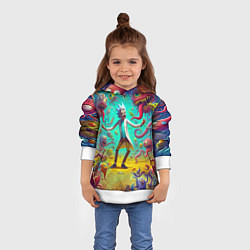 Толстовка-худи детская Рик Санчес в компании отвязных чудищ - нейроарт фа, цвет: 3D-белый — фото 2