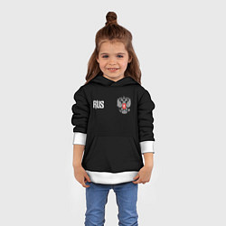 Толстовка-худи детская Россия три полоски, цвет: 3D-белый — фото 2