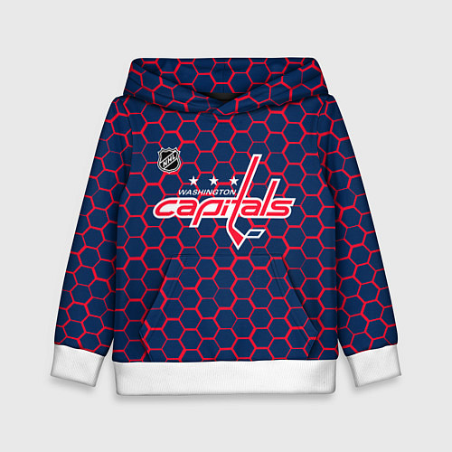 Детская толстовка Вашингтон Кэпиталз - соты с подсветкой / 3D-Белый – фото 1