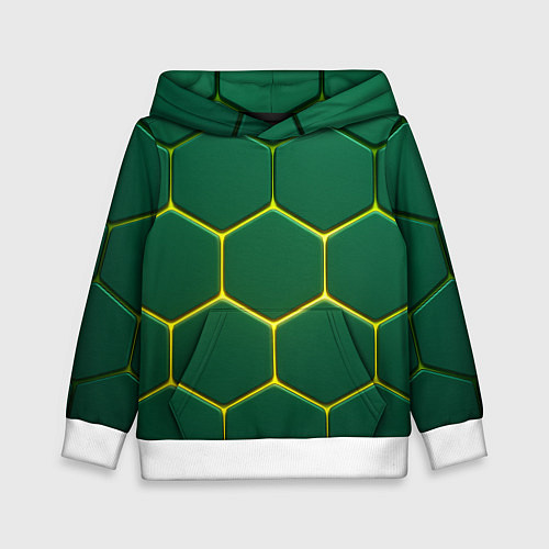 Детская толстовка Зеленые плиты с желтым светом / 3D-Белый – фото 1