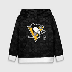 Толстовка-худи детская Питтсбург Пингвинз - черные соты, цвет: 3D-белый