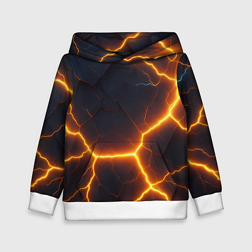 Детская толстовка Молнии и черные объемные плиты / 3D-Белый – фото 1