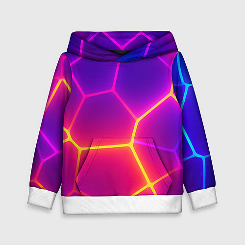 Детская толстовка Синие плиты с фиолетовым свечением / 3D-Белый – фото 1