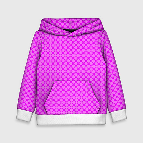 Детская толстовка Неоновый малиновый розовый узор в горошек / 3D-Белый – фото 1