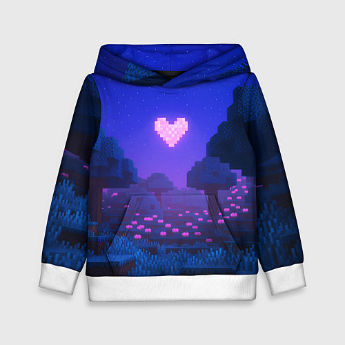 Детская толстовка Ночной лес Minecraft с сердечком луной / 3D-Белый – фото 1
