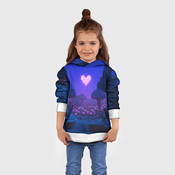 Толстовка-худи детская Ночной лес Minecraft с сердечком луной, цвет: 3D-белый — фото 2