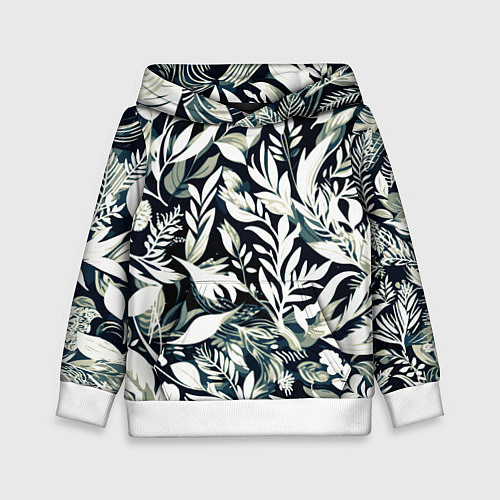 Детская толстовка Чёрно-белый стилизованный цветочный / 3D-Белый – фото 1