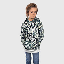 Толстовка-худи детская Чёрно-белый стилизованный цветочный, цвет: 3D-белый — фото 2
