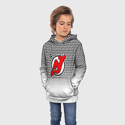 Толстовка-худи детская Нью Джерси Девилз - геометрический градиент, цвет: 3D-белый — фото 2