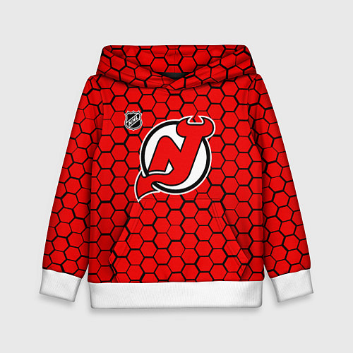 Детская толстовка Нью Джерси Девилз - красные соты / 3D-Белый – фото 1