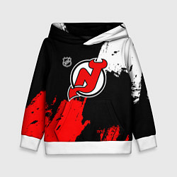 Толстовка-худи детская Нью Джерси Девилз - брызги краски, цвет: 3D-белый