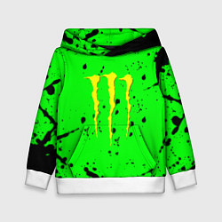 Толстовка-худи детская Monster energy кислотные брызги, цвет: 3D-белый