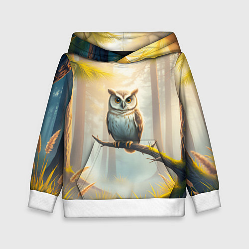 Детская толстовка Сова в мрачном лесу / 3D-Белый – фото 1