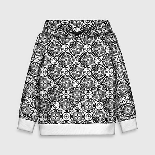 Детская толстовка Черно белый кружевной узор / 3D-Белый – фото 1
