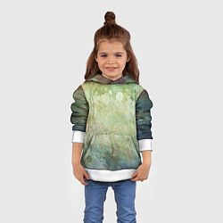 Толстовка-худи детская Абстракция - faded spots on a green background, цвет: 3D-белый — фото 2