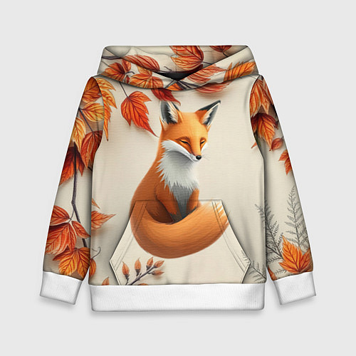 Детская толстовка Лис под осенними листьями / 3D-Белый – фото 1