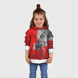 Толстовка-худи детская Бурый резвый кролик, цвет: 3D-белый — фото 2