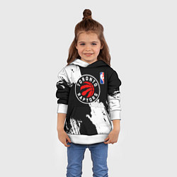 Толстовка-худи детская Торонто Рэпторс - черно белые брызги, цвет: 3D-белый — фото 2