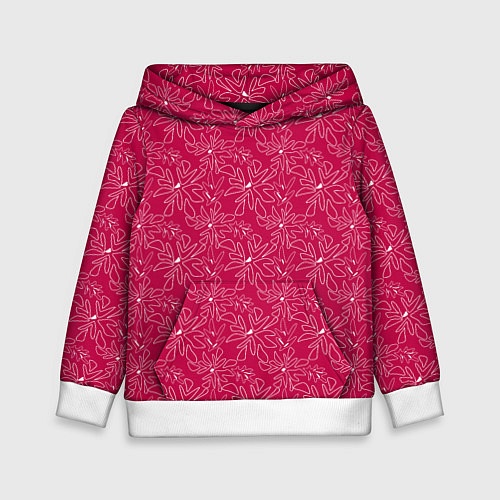 Детская толстовка Цветочный рисунок пером на красном фоне / 3D-Белый – фото 1