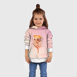 Толстовка-худи детская Балерина капучино ии мем, цвет: 3D-белый — фото 2
