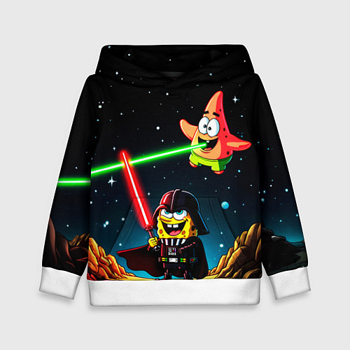 Детская толстовка Спанч Боб и Патрик в космосе / 3D-Белый – фото 1