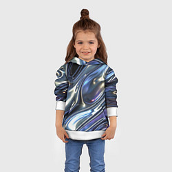 Толстовка-худи детская Серебро жидкий металл, цвет: 3D-белый — фото 2