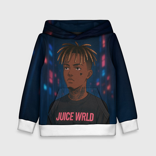 Детская толстовка Juice WRLD - Неоновый аниме арт / 3D-Белый – фото 1