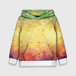 Толстовка-худи детская Абстракция - layers of green, yellow and red, цвет: 3D-белый