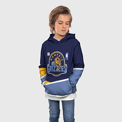 Толстовка-худи детская Мемфис Гриззлис - линии, цвет: 3D-белый — фото 2