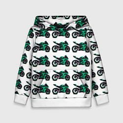 Толстовка-худи детская Motorcycle turquoise, цвет: 3D-белый