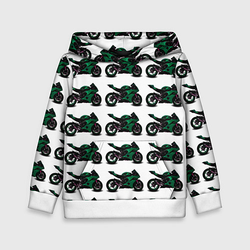 Детская толстовка Motorbike dark green / 3D-Белый – фото 1