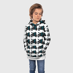 Толстовка-худи детская Motorbike blue, цвет: 3D-белый — фото 2