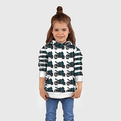 Толстовка-худи детская Motorbike blue, цвет: 3D-белый — фото 2